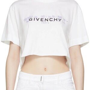 Givenchy White and Purple Graphic Crop Top